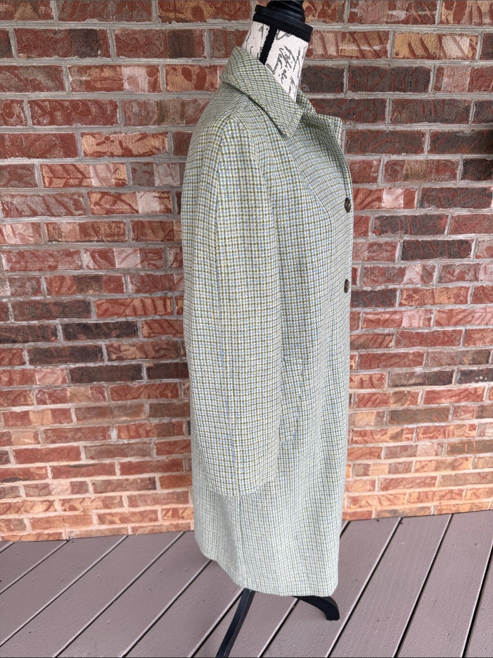 Vintage 1960’s Women's Green Check Wool Coat - Picture 6 of 15